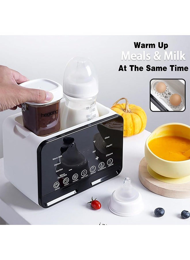 Baby Double Bottle Warmer, 10-in-1 Multifunction Breast Milk Warmer with Night Light, Fast Baby Food Heater and Defrost Warmer with Timer, LCD Display Accurate Temperature Adjustment, 48H Keep Warm