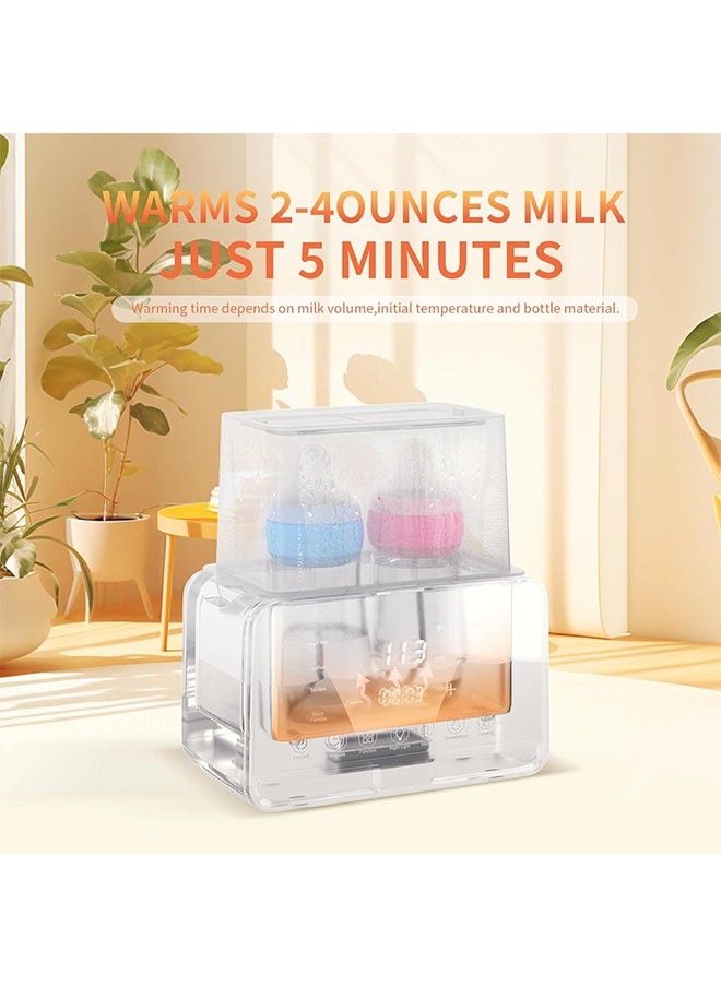 Baby Double Bottle Warmer, 10-in-1 Multifunction Breast Milk Warmer with Night Light, Fast Baby Food Heater and Defrost Warmer with Timer, LCD Display Accurate Temperature Adjustment, 48H Keep Warm