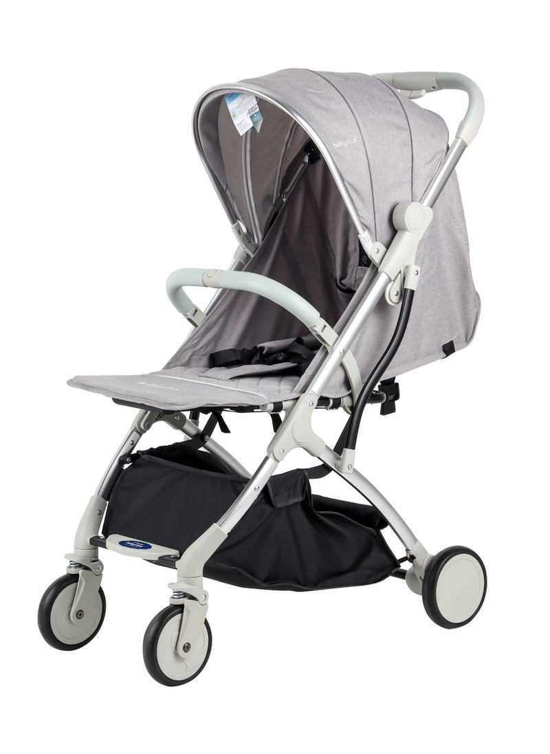 BABY PLUS Ultimate Comfort Baby Stroller - Lightweight, Foldable, Adjustable Seat, Canopy & Safety Belt, For Infants & Toddlers, 0-3 Years (GREY)