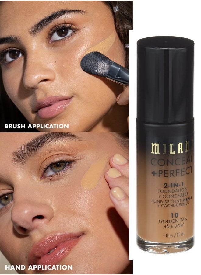 Milani Conceal + Perfect 2-In-1 Foundation + Concealer, 10 Golden Tan 30ml