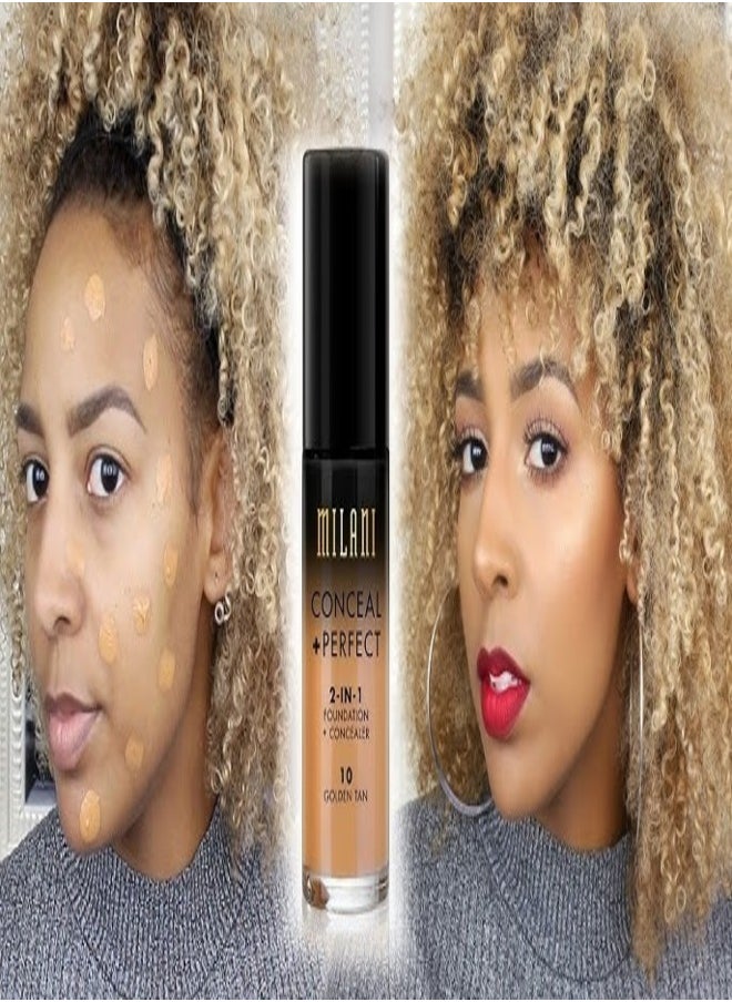 Milani Conceal + Perfect 2-In-1 Foundation + Concealer, 10 Golden Tan 30ml