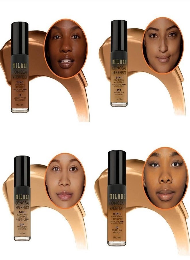 Milani Conceal + Perfect 2-In-1 Foundation + Concealer, 10 Golden Tan 30ml