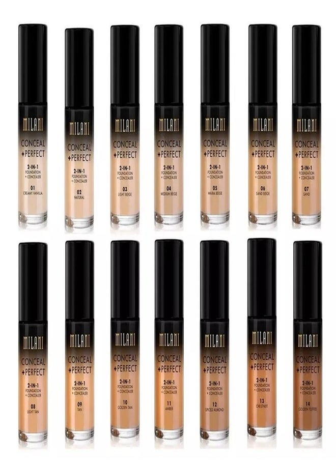 Milani Conceal + Perfect 2-In-1 Foundation + Concealer, 10 Golden Tan 30ml