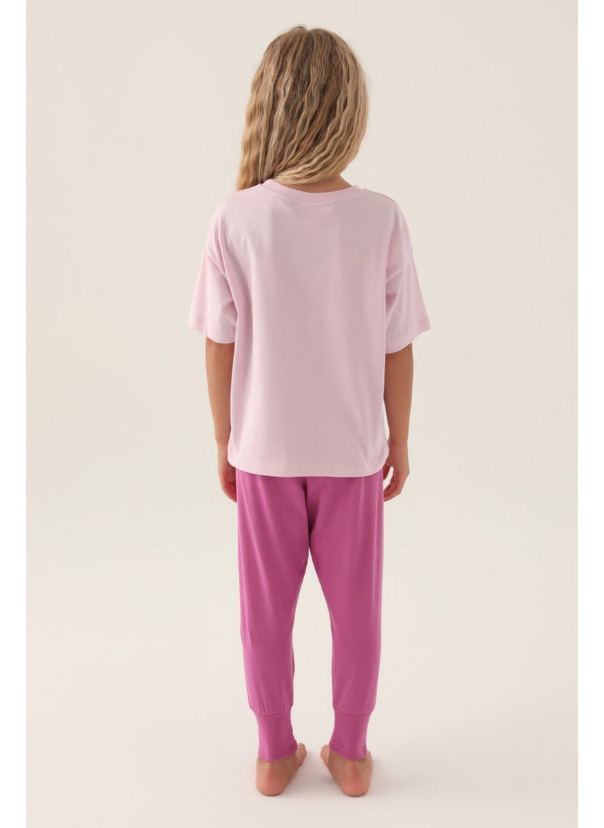 Base. Polo Assn Licensed Printed Purple Girls' Pajama Set