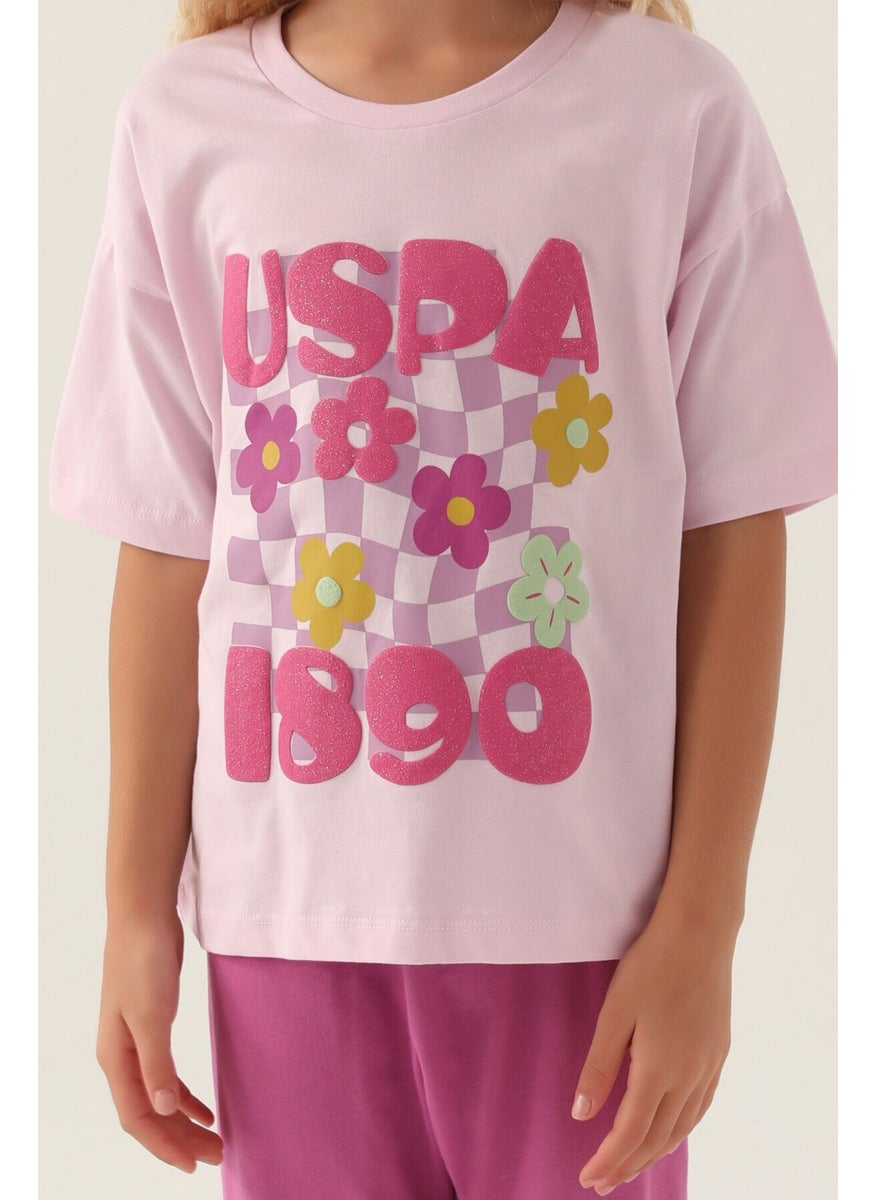 Base. Polo Assn Licensed Printed Purple Girls' Pajama Set