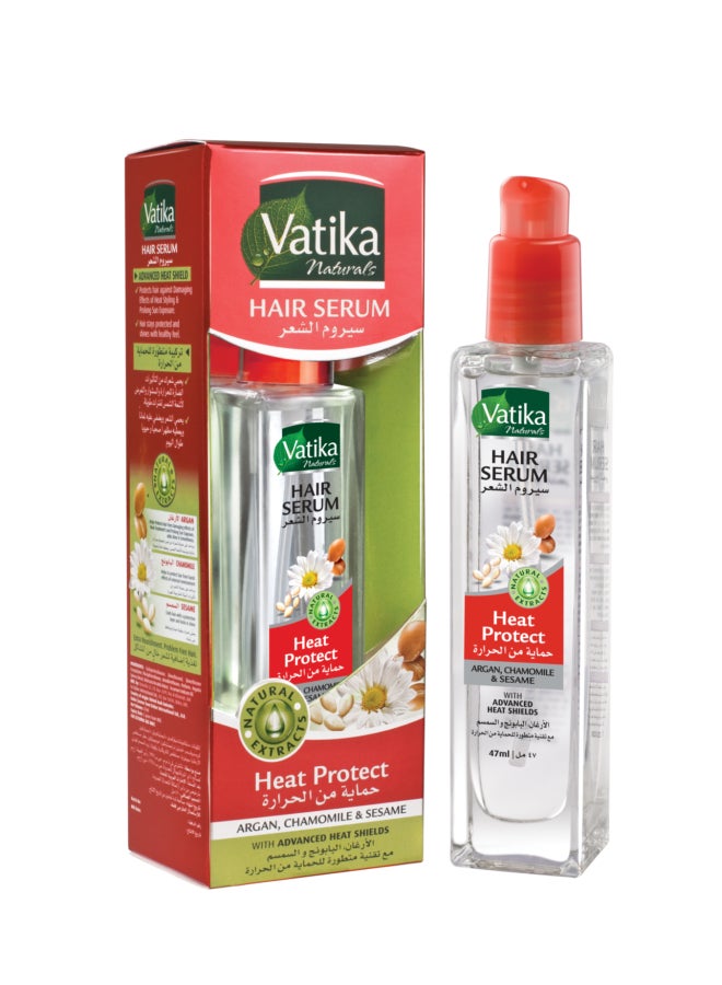 Vatika Naturals Heat Protect Hair Serum 47ml | Argan, Chamomile & Seasame | With Advanced Heat Shields 47.0ml