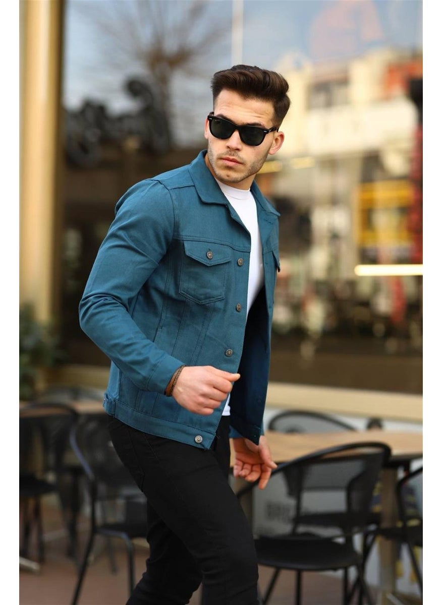 Petrol Color Men's Denim Jacket