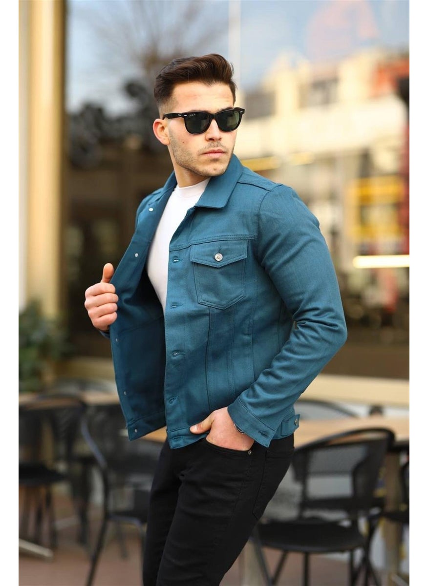 Petrol Color Men's Denim Jacket