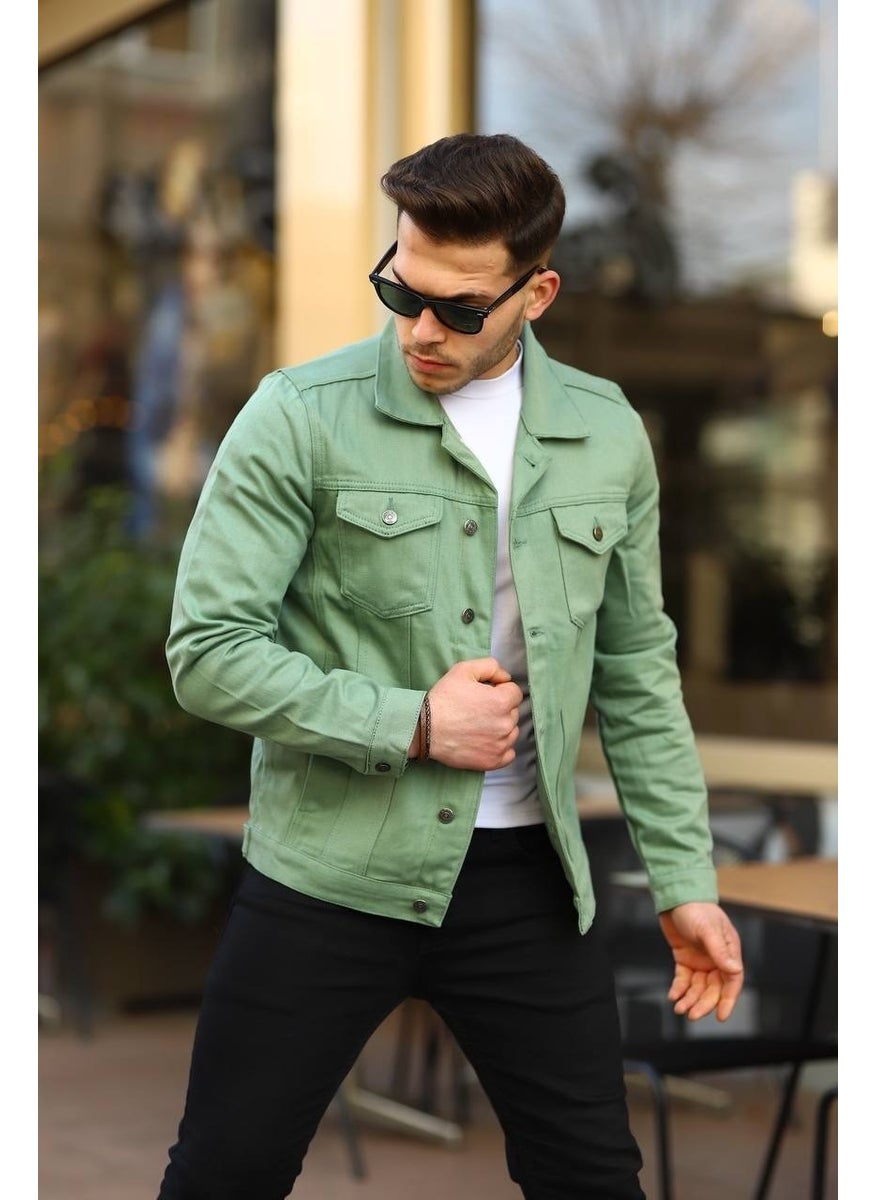 Mint Color Denim Jacket