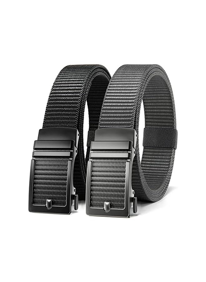 Ratchet Belt for Men 2 Pack - Nylon Mens Belts Casual 1 3/8