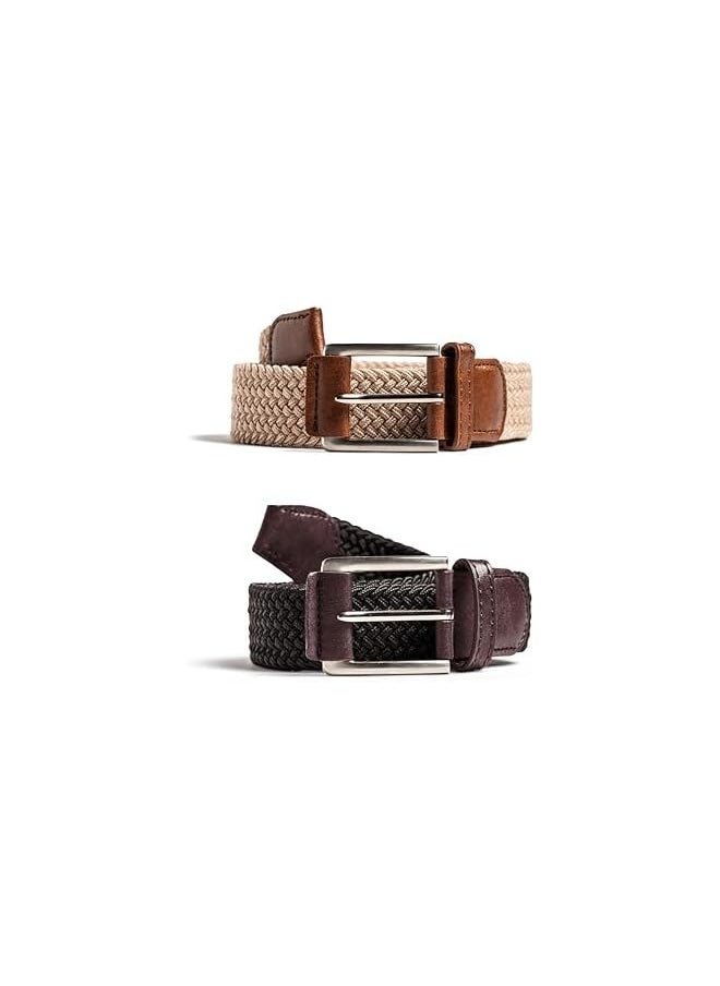 Men's Braided Belt | Elastic Stretch | Pack of 2 | Casual Wear |