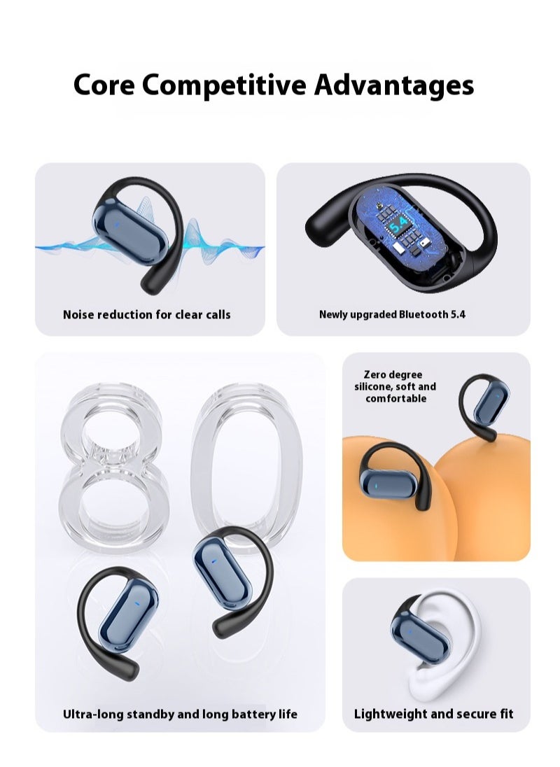 Non in ear LCD color screen AI translation earphones, long-term wear without pain, Bluetooth earphones, ultra long battery life, sports