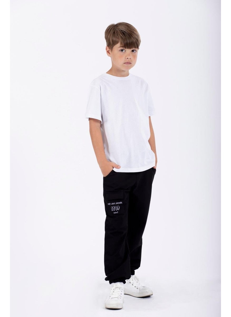 Don't Left Nothing Stop You Text Printed Black Color Boy's Tracksuit Bottom