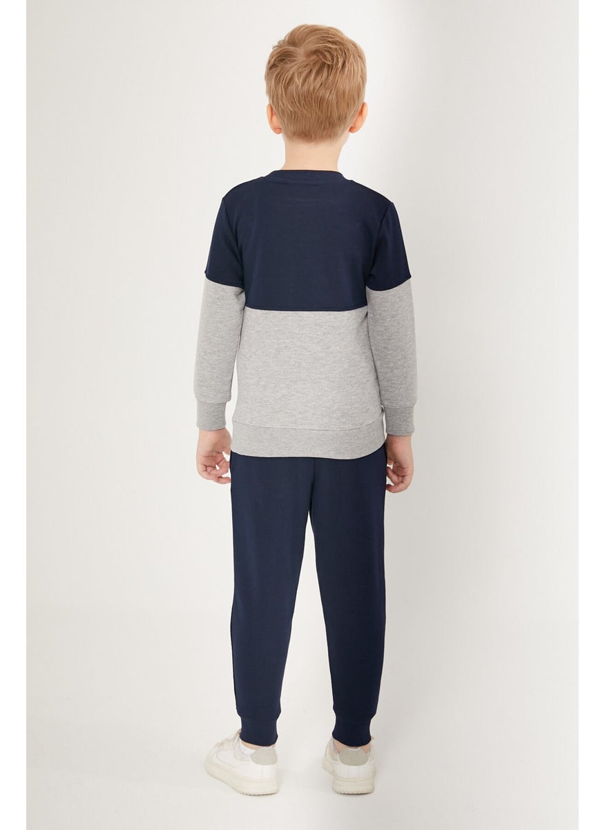 Shiny Gray Navy Blue Boys Tracksuit