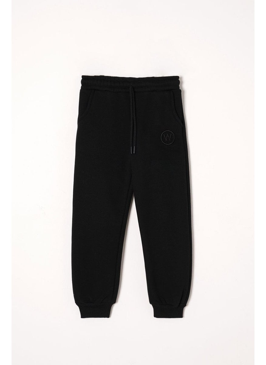 W Embroidered Black Color Boy Tracksuit