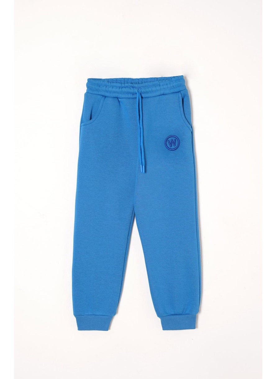 W Embroidered Saxe Color Boy Tracksuit