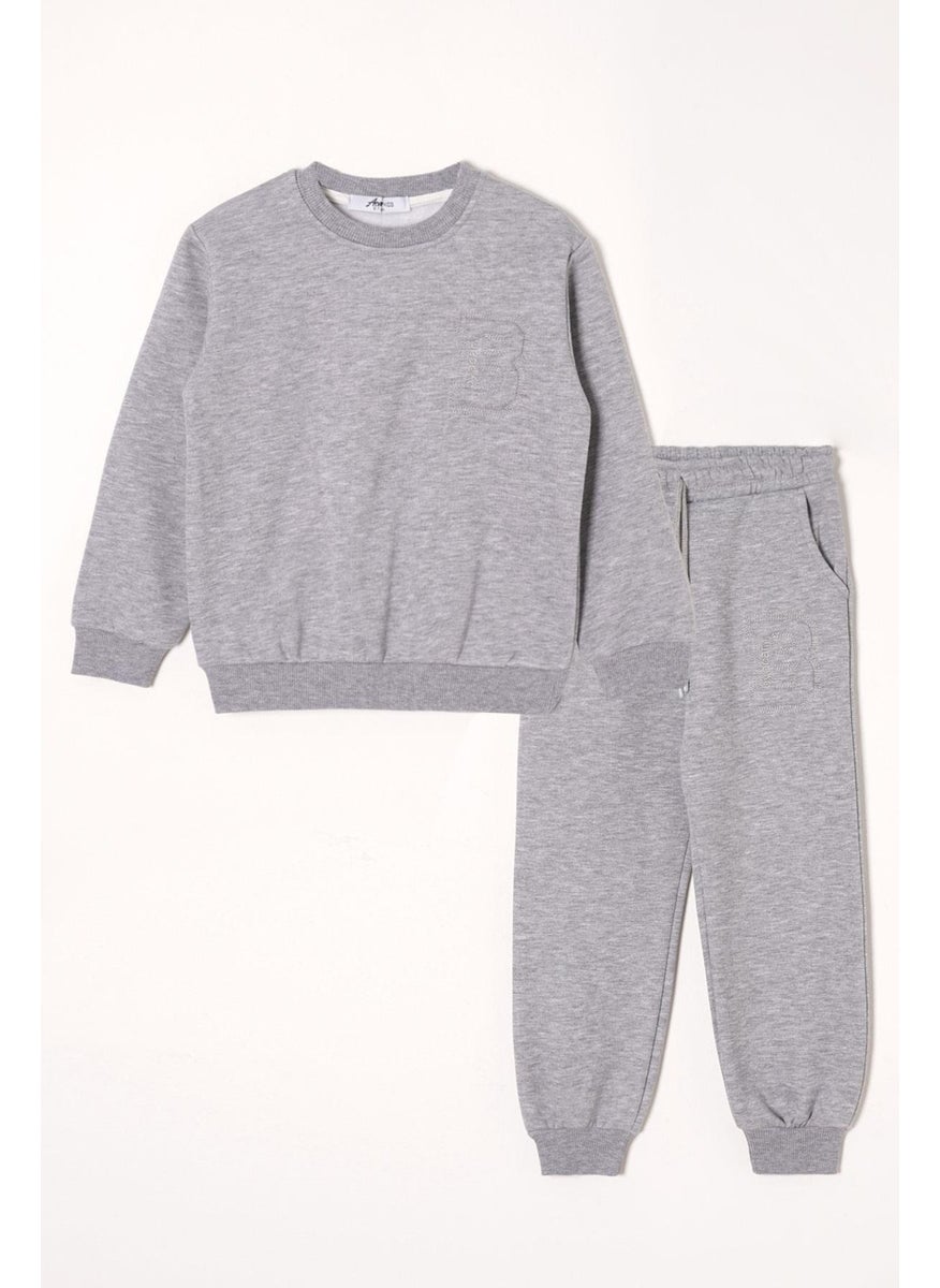 B Printed Gray Color Boy Tracksuit