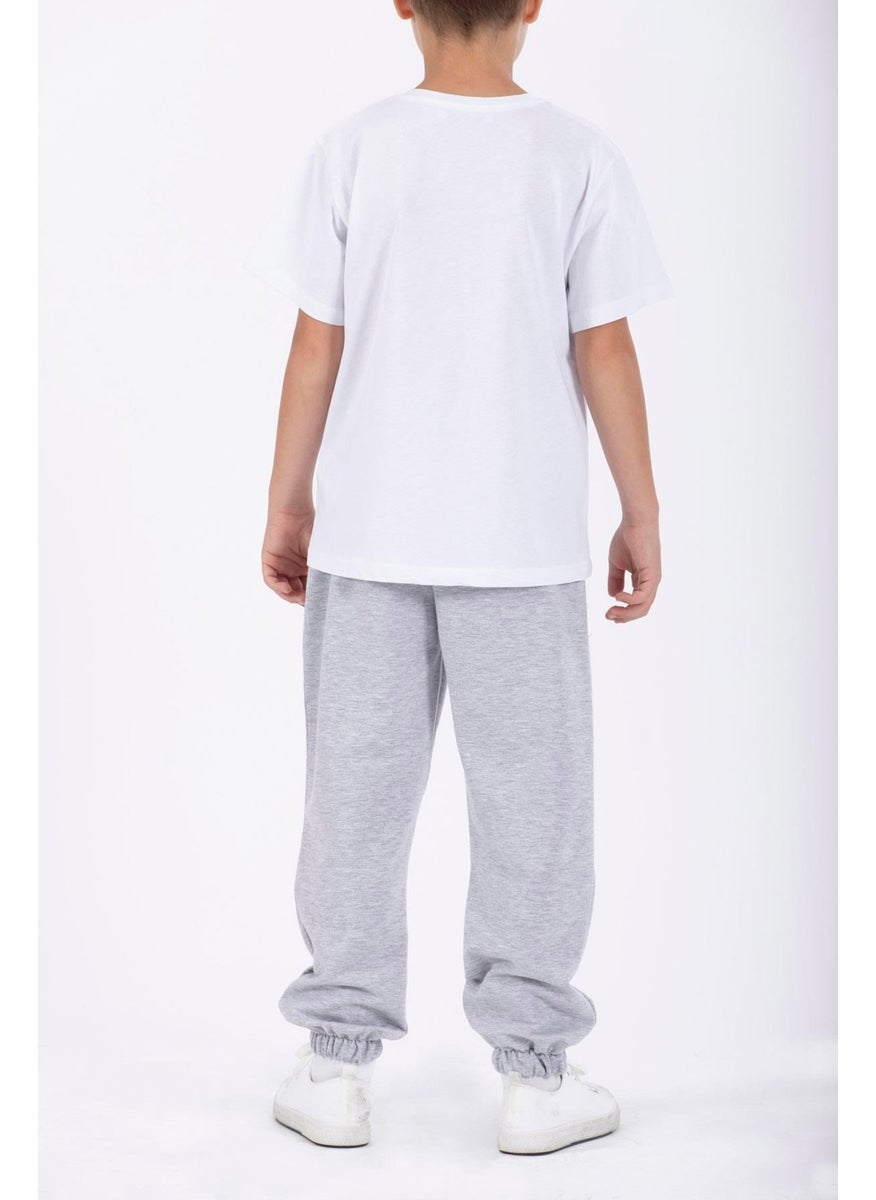 Don't Left Nothing Stop You Text Printed Gray Color Boy's Tracksuit Single Bottom