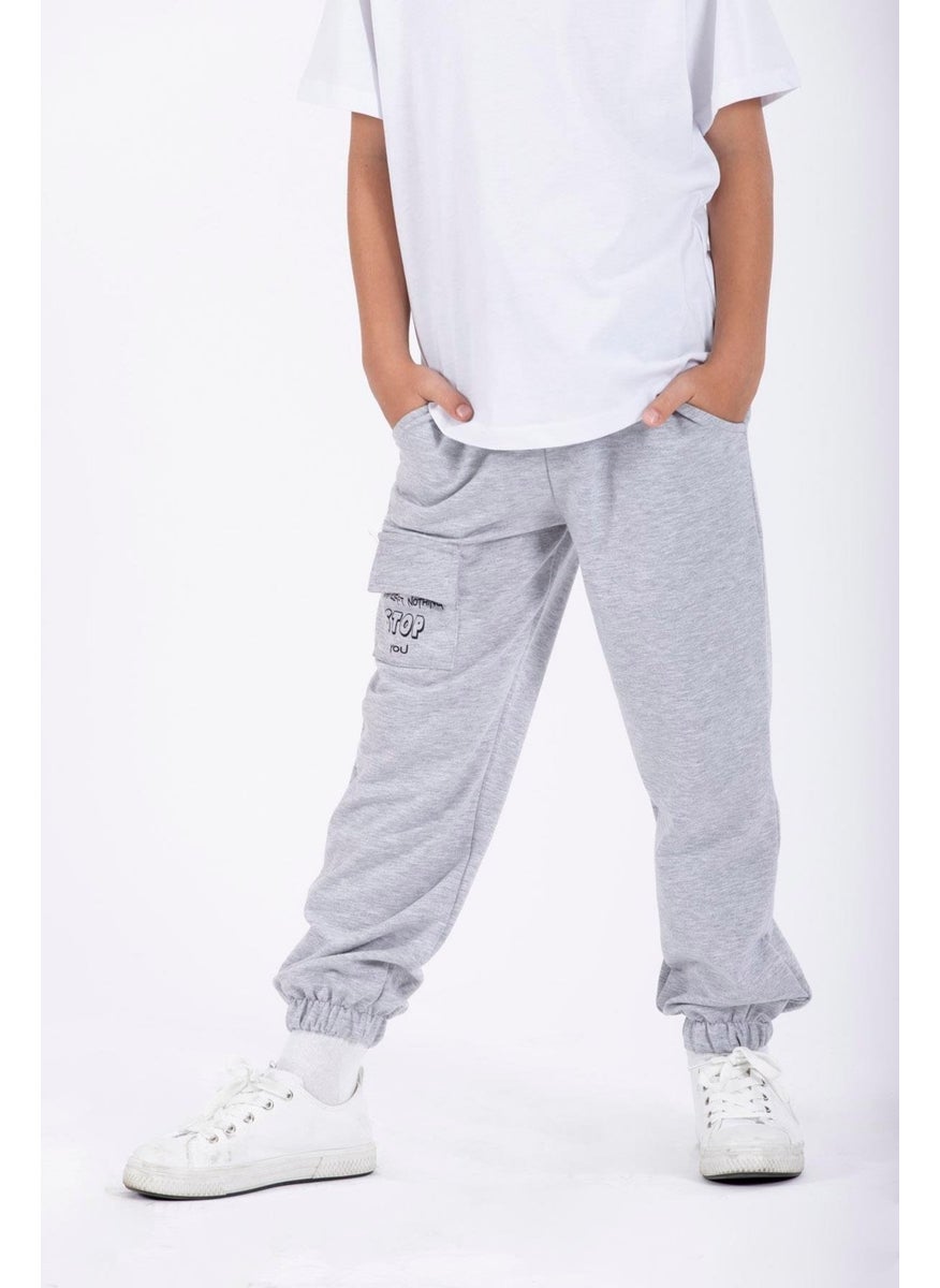 Don't Left Nothing Stop You Text Printed Gray Color Boy's Tracksuit Single Bottom