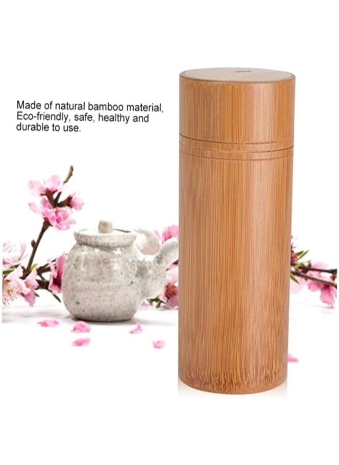 Organize Your Tea and More with a Portable Bamboo Tea Storage Container - Ideal for Coffee Nuts Spices and More - Natural Round Shape Tea Holder Makes Home Use Easy