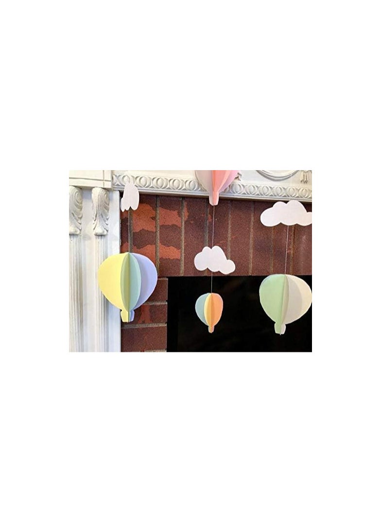 Pop The Party 3D Paper Hanging Parachute and Cloud for Wall Decoration (Pack of 4, Multicolor)