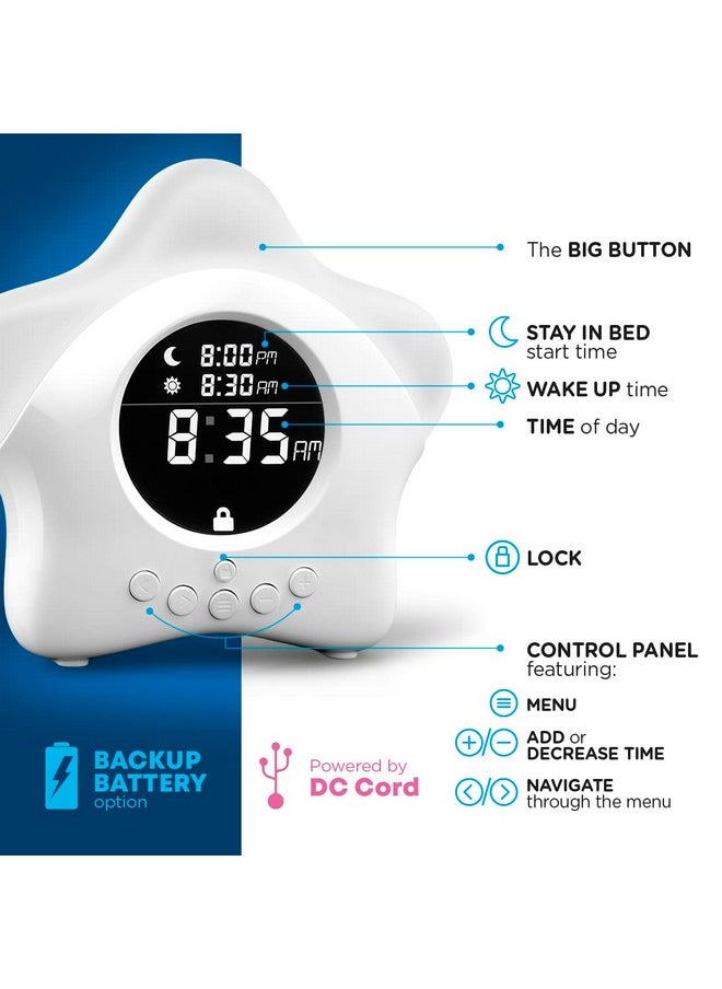 Stay-In-Bed Clock For Kids - Toddler Sleep Training Clock, Night Light & Alarm Clock