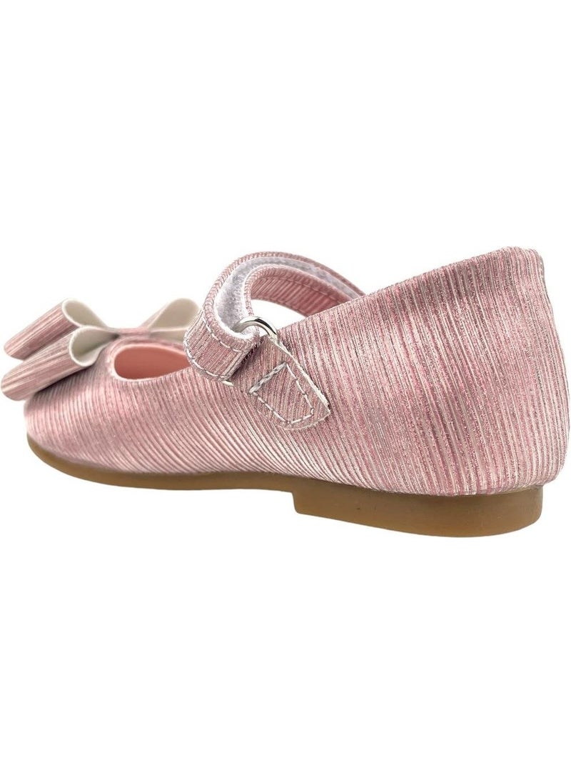 Comfortable Fit Girls Bowknot Ballerinas Powder Hologram