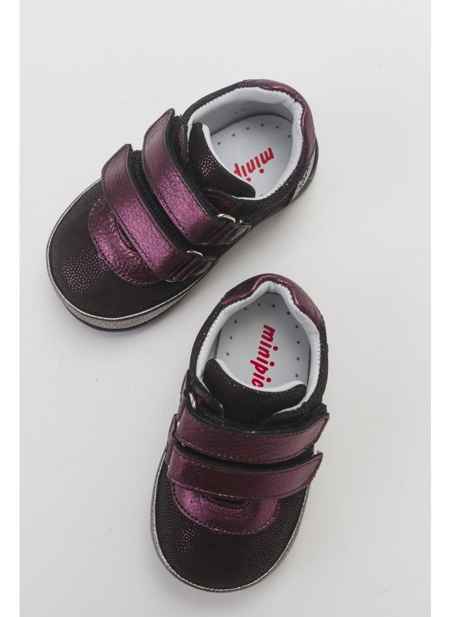 Girl Child Claret Red Genuine Leather First Step Casual Shoes