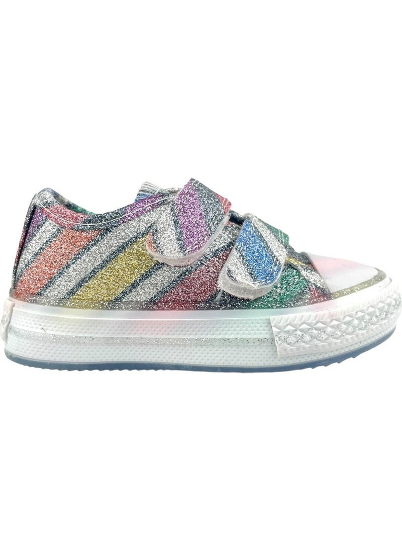 Girls Luminous Linen Shoes Colorful Hologram