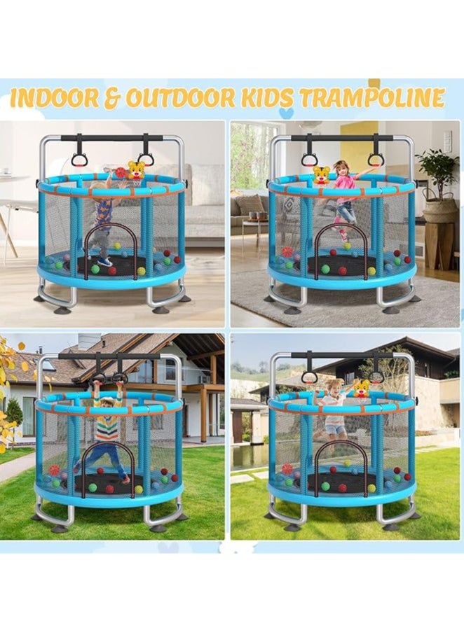 Trampoline for Kids, Vocpy 5FT Indoor Outdoor Trampoline, Adjustable Gymnastics Bars, Kids & Adults Trampoline with Enclosure Net for Boys Girls Christmas Birthday Gifts