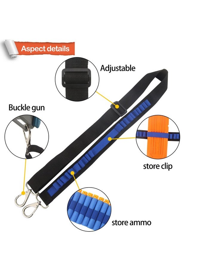 Toy Gun Bullet Shoulder Strap Darts Bandolier Kit Ammo Storage Holder Compatible For Nerf Elite Blasters (2 Point Tactical Shoulder Strap - Blue)