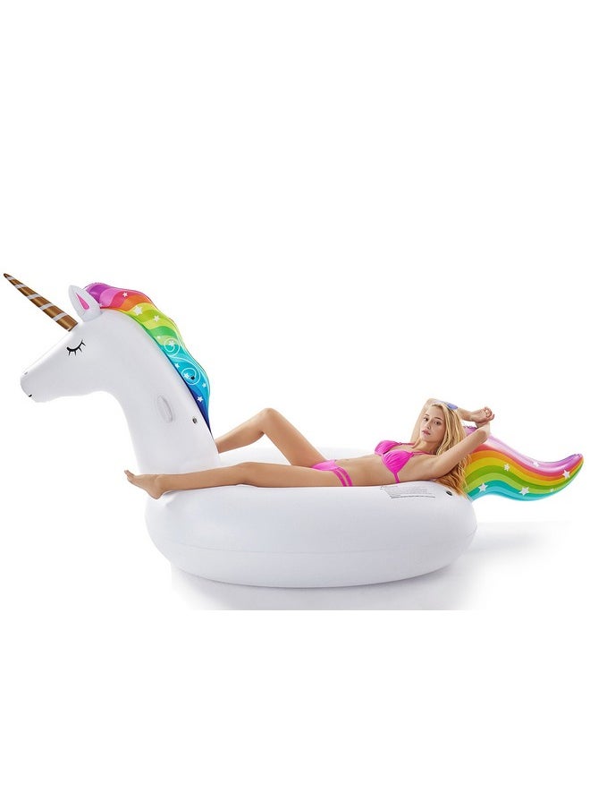 Giant Inflatable Unicorn Pool Float Floatie Ride On With Fast Valves Large Rideable Blow Up Summer Beach Swimming Pool Party Lounge Raft Decorations Toys Kids Adults