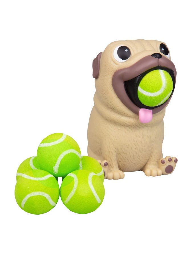 Pug Ball Popper Toy - Christmas Stocking Stuffer Includes 4 Soft Foam Balls - Squeeze To Pop Air Powered Balls Up To 20 Feet - Safe For Indoor/Outdoor Play - Gift For Kids, Girls, Boys