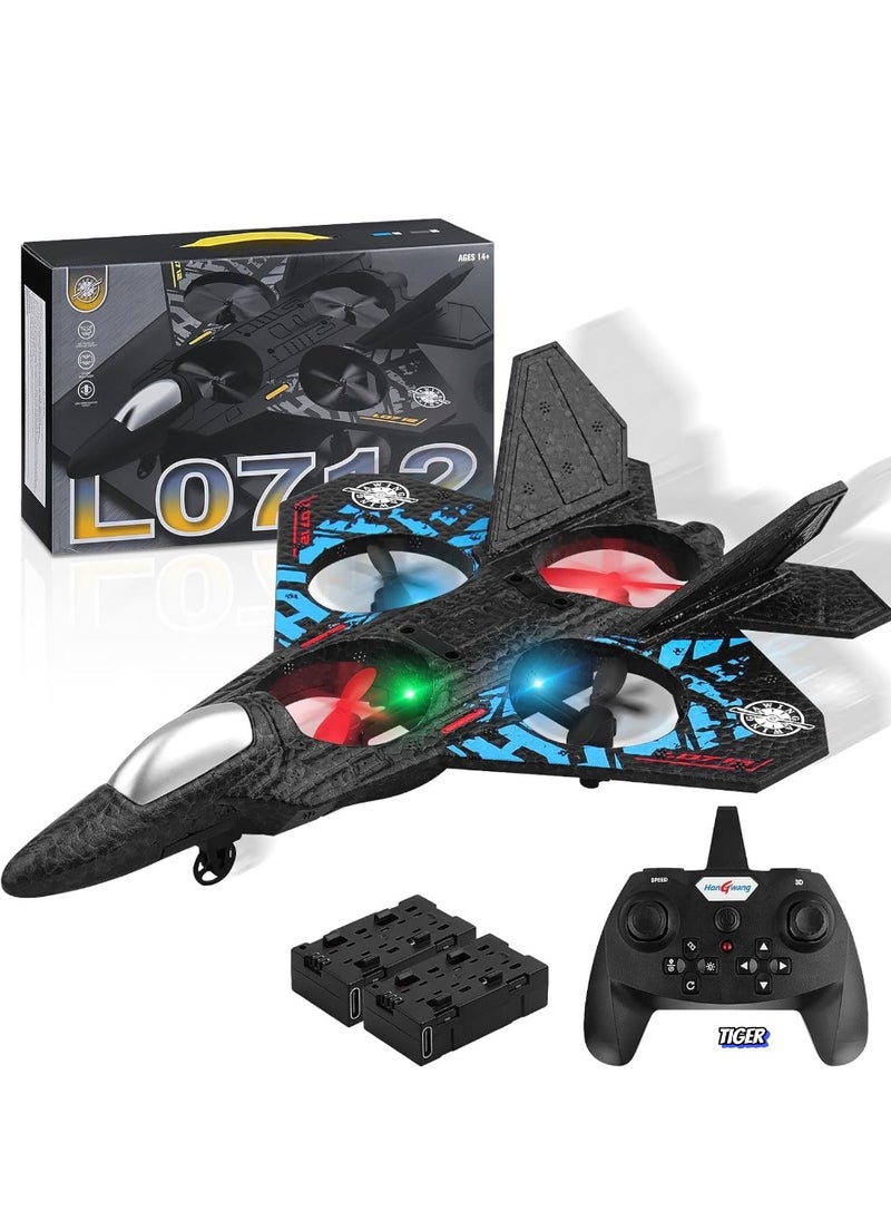 RC Aeroplane 2.4GHz Remote Controlled L0712 Quadcopter Floating Fighter Plane – RTF for Beginners, Children & Adults, Colourful LED Lights, USB Charging, Fun Toy Plane