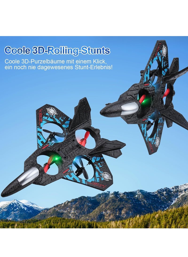 RC Aeroplane 2.4GHz Remote Controlled L0712 Quadcopter Floating Fighter Plane – RTF for Beginners, Children & Adults, Colourful LED Lights, USB Charging, Fun Toy Plane