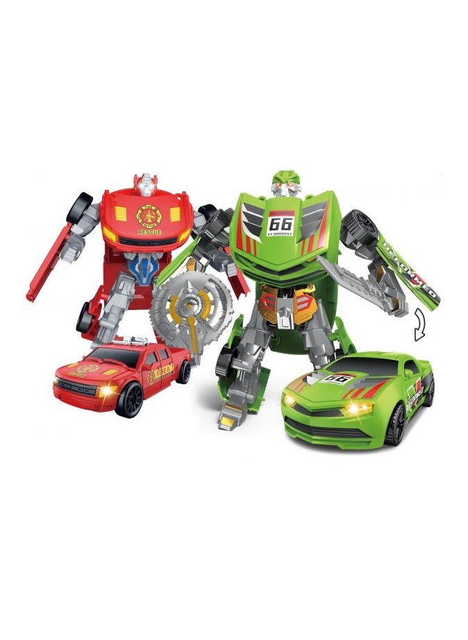 2-in-1 Transformer Car Robot Toy for Boys - Drift Car Robot with Lights, Sounds, Soft Grip Tires & Turning Action - Perfect Birthday & Hobby Gift for Toddlers