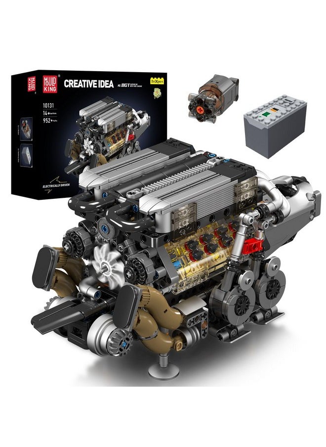 10131 W16 Engine Building Blocks Sets, V8 Engine Model Kit That Run, Build Your Own Stem Model Engine, 16-Cylinder Car Engine Building Engineering Toys For Kids/Adults Collections(952+Pcs)