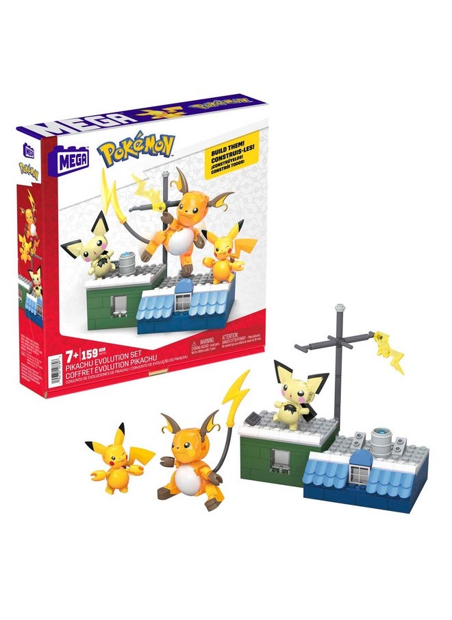 Pokémon Pikachu Evolution Set With Posable Figures Building Set For Kids (160 Pcs)