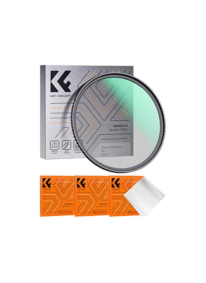K&F Concept 49mm Black Diffusion 1/4 Filter Mist Cinematic Effect Filter with 18 Multi-Layer Coatings for Video/Vlog/Portrait Photography (K-Series)