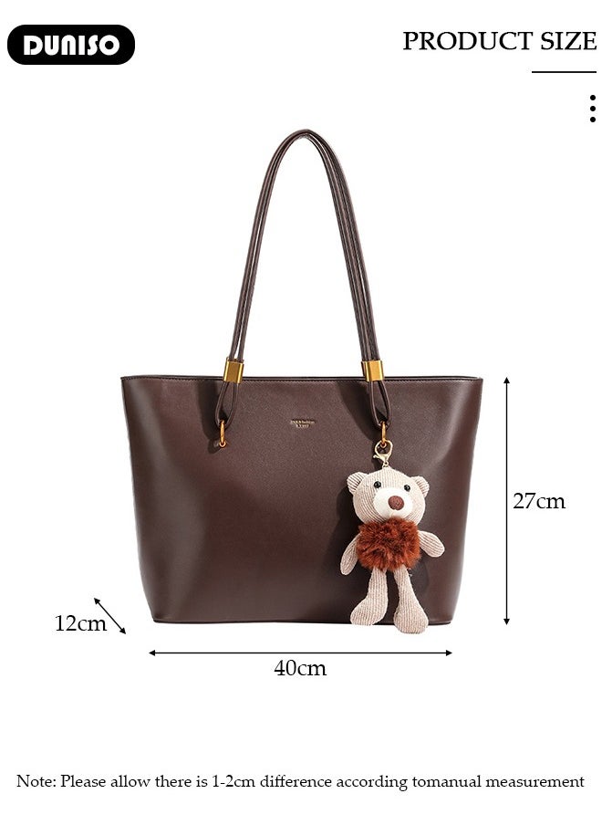 Women's Shoulder Tote Bag Faux Leather Handbag for Women Large Capacity Messenger Fashionable Travel Shoulder Bag for Ladies Girls College Students