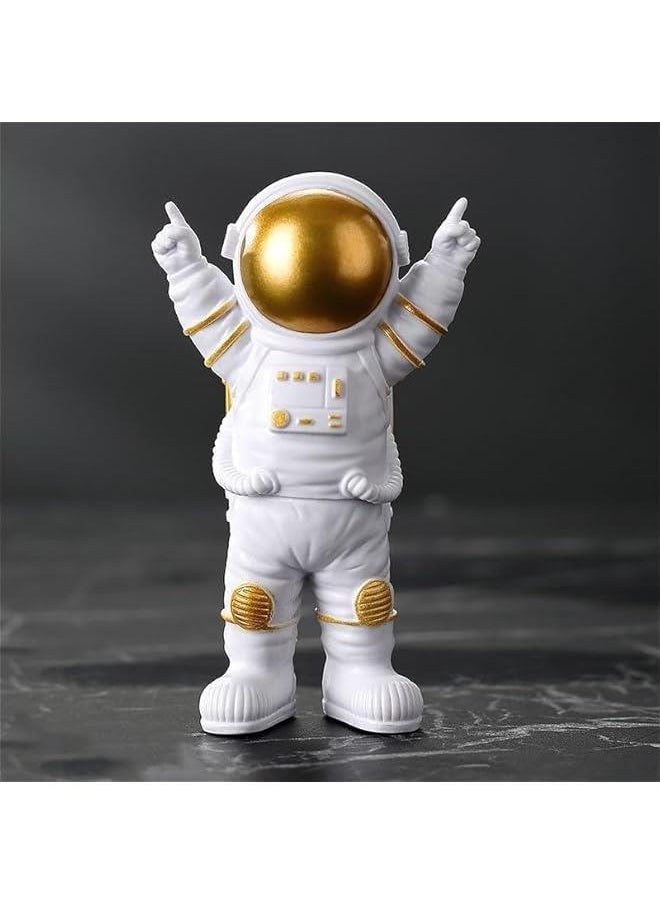 Astronaut Statues Set of 4, Spaceman Sculpture Figurines Outer Space Theme Decor for Nursery Room Cake Topper (Gold)