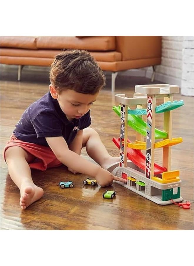 Car Ramp Toys, Race Track Car Toy for Toddler Age 2-4 Year Old Boy with 4 Car, Parking Lot & Gas Station