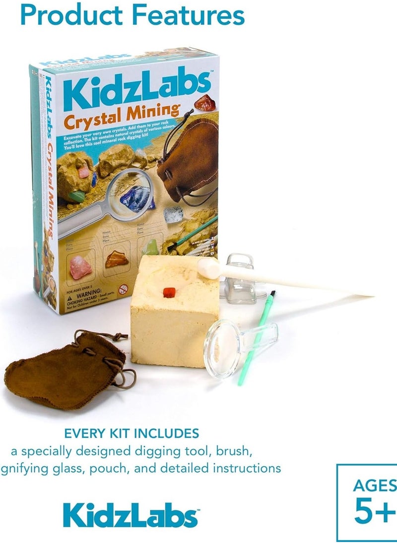 4M Kidzlabs Crystal Mining Kit, DIY Science Kit - Dig for gem Stones, For Boys & Girls Ages 5+