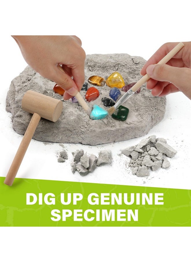 LotFancy Gemstone Dig Kit, Excavate 20 Real Gems, Science Kit for Kids Age 8-12, Educational Toy, Birthday Gift for Boys Girls with Mining Tools