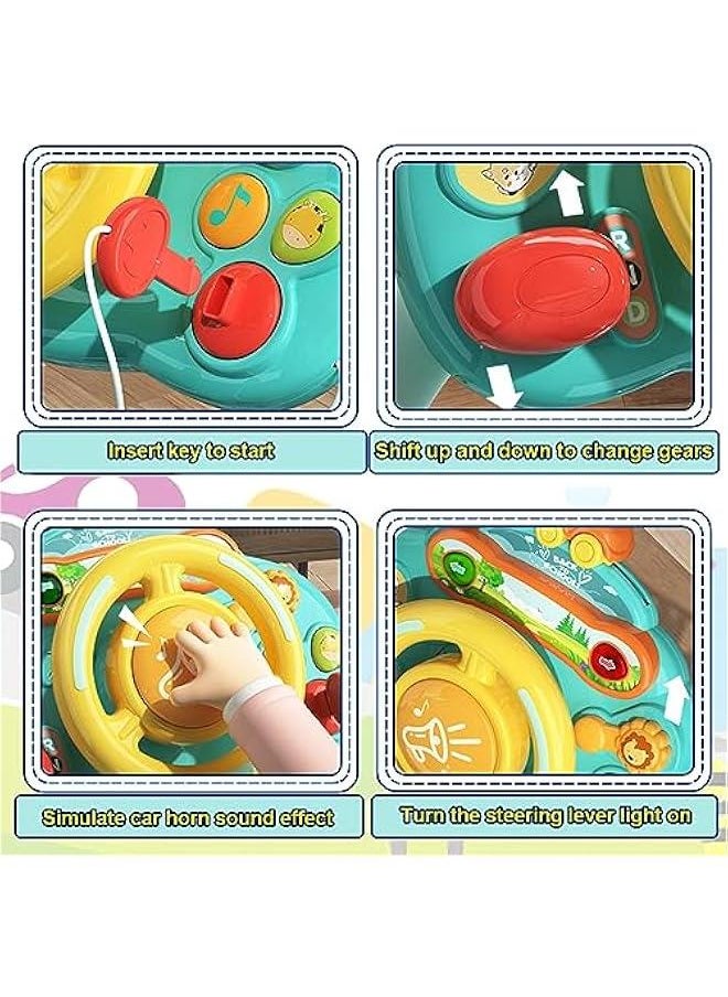 Steering Wheel Toys for Toddler Boys Girls,Interactive & Learning Baby Car Seat Toys for Infant Preschool Kids Musical Toy with Light and Sound (Green)