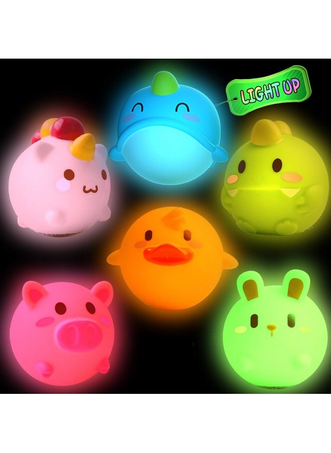 Light Up Bath Toys Toddler No Hole Bath Tub Toys For Baby 6-12 Months Baby Toys 12-18 Months 6Pcs Animal Floating Bathtub Toys For Kids 1-3 Baby Shower For Infant Boys Girls (Light Up)