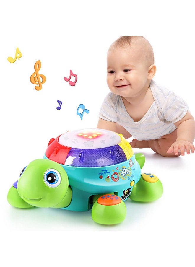 Baby Musical Turtle Toy, Infant Crawling Toys Light Sound, Toddler Spanish English Bilingual Learning Educational, Birthday Gift Stocking Stuffer 6 9 12 18 Month 1 2 3 Year Old Boy Girl