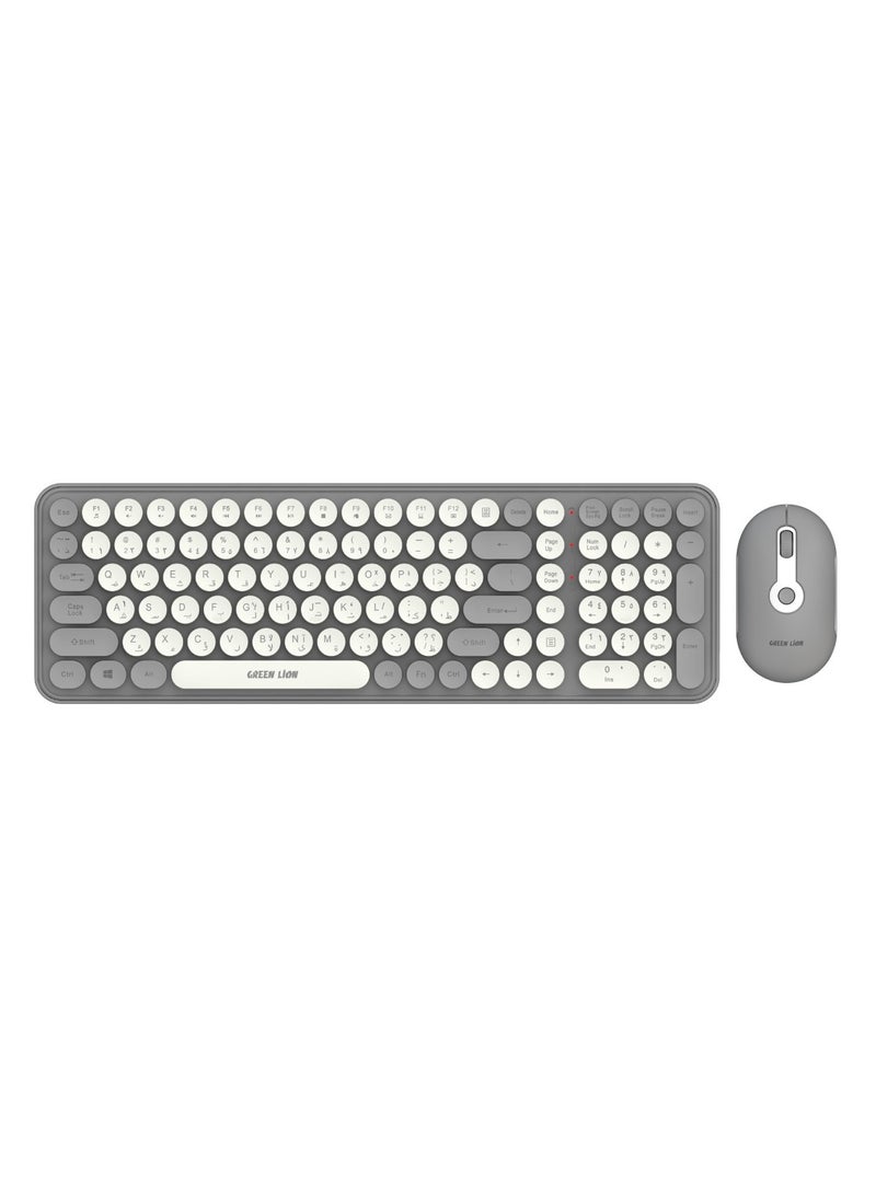 GKM-300 Wireless Keyboard and Mouse Set /2.4GHz Mini USB /Compatible with All devices with USB Port / 1600DPI Mouse /Quiet Typing Keyboard - Grey