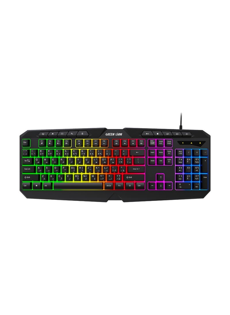 GK-400 RGB Gaming Keyboard & Mouse Set / 10 Multimedia Keys / 7 Color Backlighting / Adjustable Brightness / USB / Plug and Play / 3600 DPI Mouse /1.5m Wire - Black