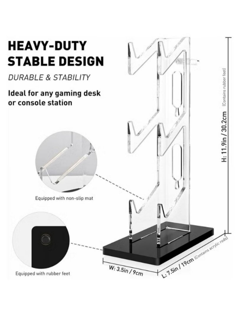 Universal 3 Tier Controller Stand and Headset Holder Game Accessories Storage Bracket for PS5 PS4, Controller Holder Headset Stand Gaming Accessories Black